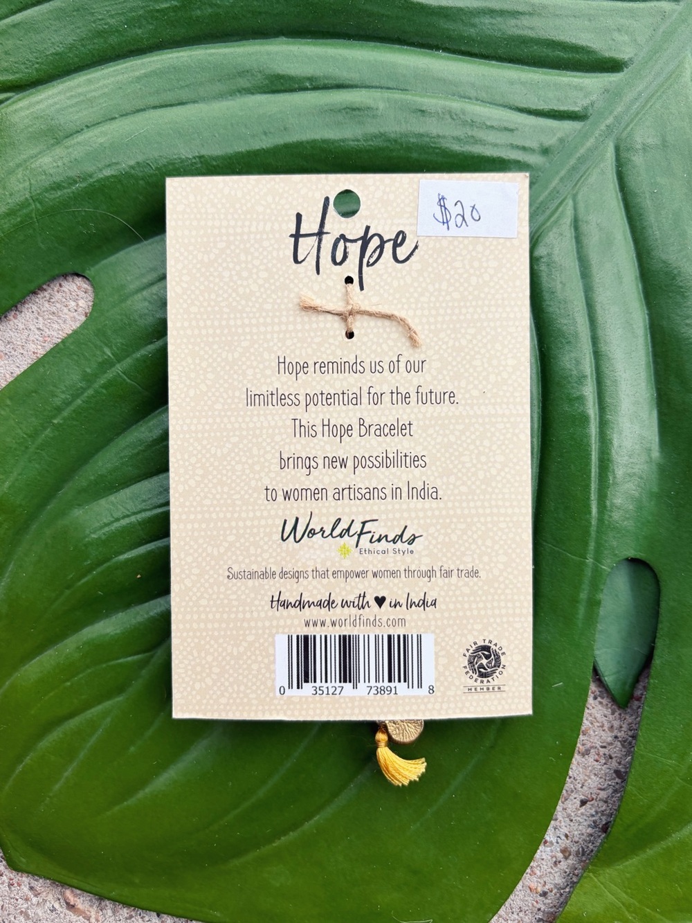 World Finds Kantha Connection Yellow Hope Bracelet - Picture 3 of 3